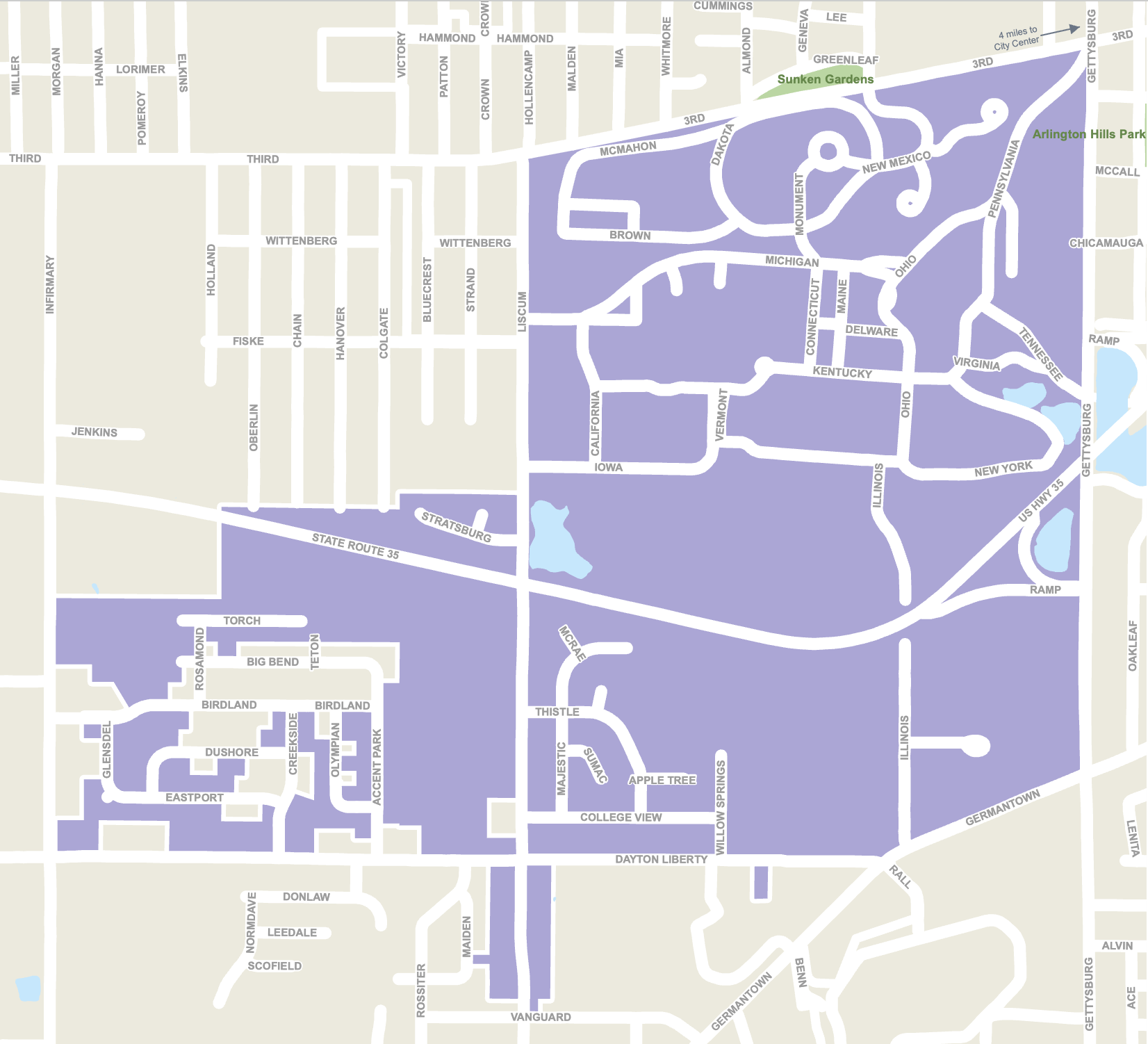 Discover Fairlane, Dayton, Ohio: Map of the Fairlane neighborhood in Dayton, Ohio