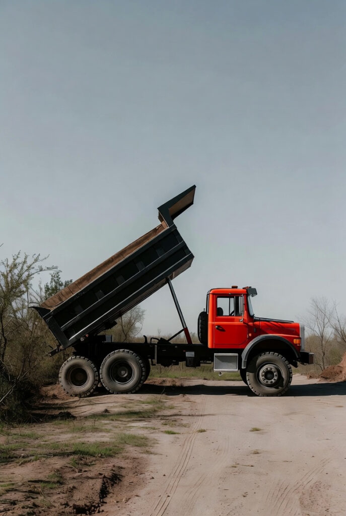 commercial dump truck insurance - red dump truck on dirt road